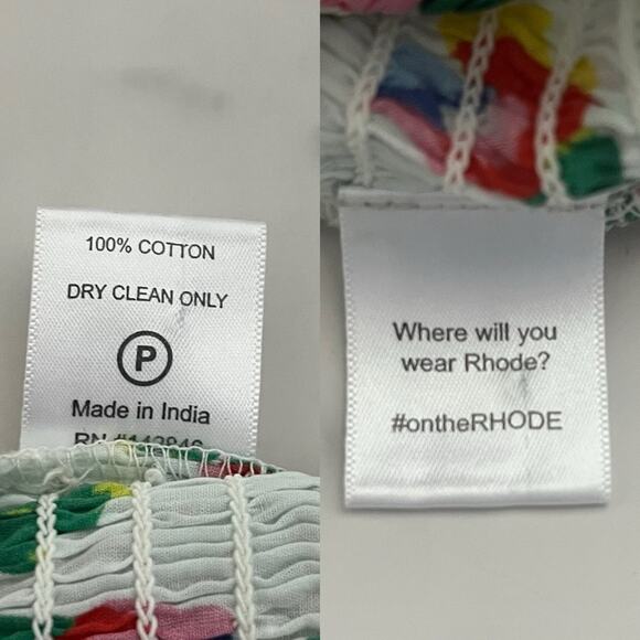 Rhode Resort Anya Mini Dress Smocked Floral Ruffle tropical summer getaway Sz S - Picture 8 of 11